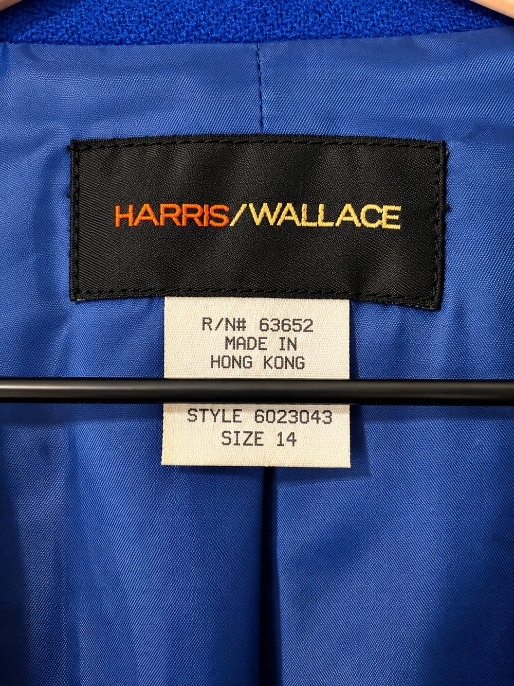 Vintage Harris Wallace Women's Royal Cobalt Blue Single-Button 100% Wool Blazer - Picture 4 of 6